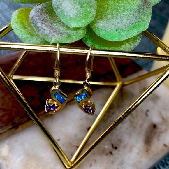 #89 Amethyst And Gold Drop Earrings - Picture 3 of 10